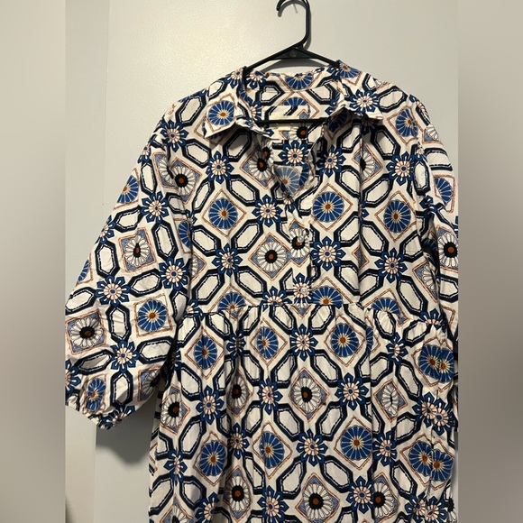 Anthropologie Bettina Tiered Shirt Dress Tile Print - Picture 8 of 8